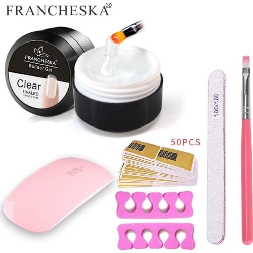 15 ML 6 PCS Nail Extension Kit With Nail Lamp Bright Surface Durable Long Frost 10 Colors Nail Gel For Nail Art Manicure Tools