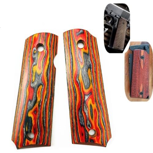2 Pieces for 1911 Grips 3D Composite color wood Handle Grips Patch Custom Grips CNC Gun Handle Grips