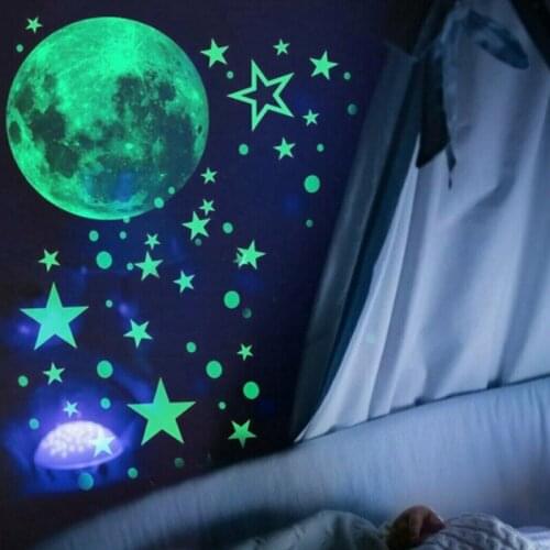 435Pcs Luminous Sticker Moon Star Dot Creative Fluorescent Wall Sticker Environmental Removable Sticker