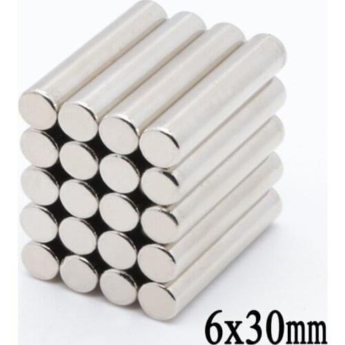 50pcs 6 x 30 mm N35 Round Super Strong Magnet Rare Earth Permanent Neodymium Magnets 6x30mm Magnet NdFeB 6 x 30 mm