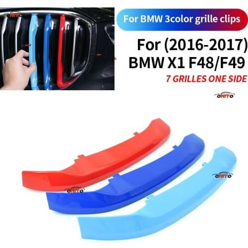 7 Bars For bmw X1 F48/F49 2016-2017 3 Colors Grille Clips Plastic Protected Grille Sticker Car Front Decoration Stripe Clips