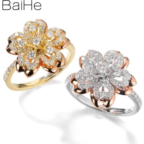 BAIHE Solid 14K Yellow+Rose Gold 0.56ct Natural Diamonds Wedding Engagement Gift Women Fine Jewelry Delicate cherry diamond Ring