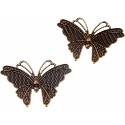 Free shipping 15Pcs Antique Bronze Filigree Butterfly Decoration DIY Wraps Connectors Embellishments Findings 59x42mm