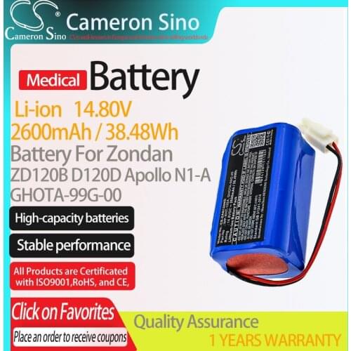 CameronSino Battery for Zondan ZD120B D120D Apollo N1-A fits Zondan GHOTA-99G-00 Medical Replacement battery 2600mAh/38.48Wh