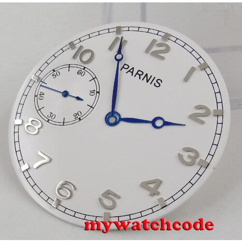 38.9mm parnis white dial blue hands fit eta 6497 seagull 3600 movement Watch dial (Dial+hands) D119