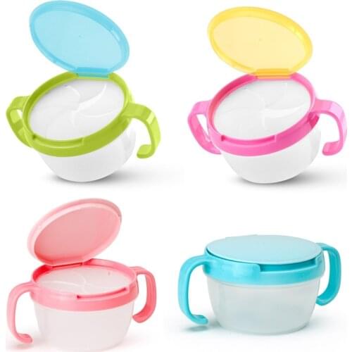 Baby Dishes Bowl Child Kids Food Snacks Candy Biscuit Anti spill Storage Holder Tank Non spilling Cup with Cover & Handle