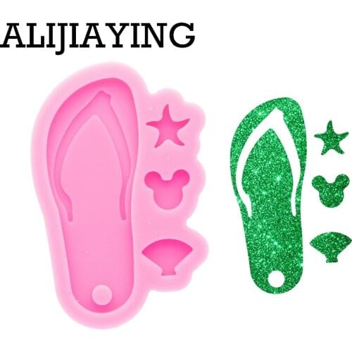 DY0590 Super Glossy flip flop Keychain Silicone Mold Epoxy Craft Molds DIY Polymer Clay Resin Crafting Mould
