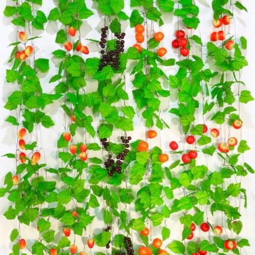 New 5Pcs Artificial Greenery Grape Orange Apple Vine Plant Home Garden Wedding Decor