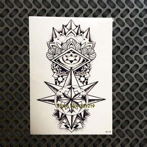 Cool Men Women Arm Tattoo Sleeve Decals Delicate Geometry Crystal Sword Tatoo Waterproof Body Art Temporary Tattoo Sticker GB109