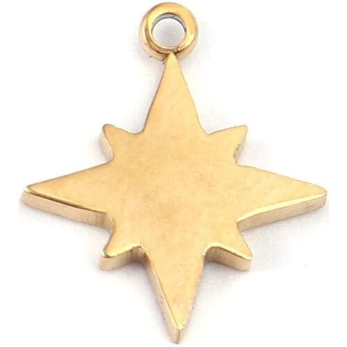 2 PCs New Stainless Steel Charm Pendants Star Shape Gold Charms Findings For Fashion Jewelry Making Accessories 11mm x 10mm