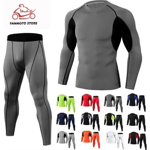 2020 motorcycles Compression T-shirt+pants suit Men motorbike Shirt Sports Leggings gyms Tight Long sleeve tracksuit mens sets