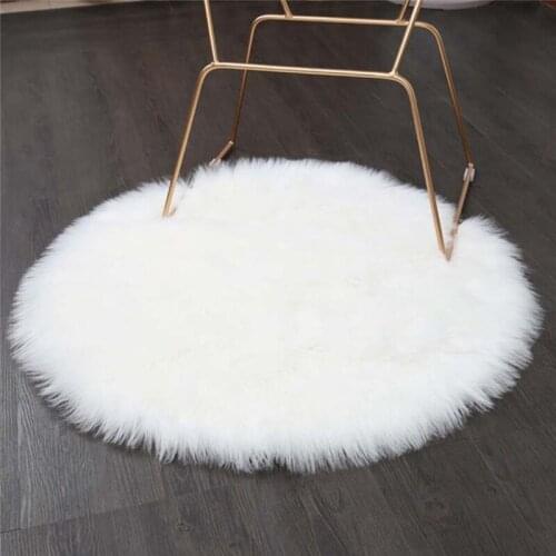 Faux Fur Rugs Kids Room Long Plush Rugs for Bedroom Shag Area Rug Modern Mats 30*30cm!! Round Rug Carpets for Living Room Decor