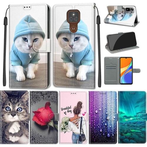 For Motorola Moto E7 Plus Flip Case Leather Magnetic Book Skin for Motorola Moto G9 Play Moto G9 Cartoon Wallet Cover Kickstand