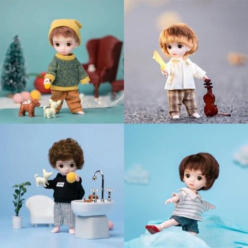 13 Moveable Jointed BJD Blyth Doll 16cm Baby Boy Doll White Skin Body Unhappy Expression Face Dolls Toys for Children Girl Gift