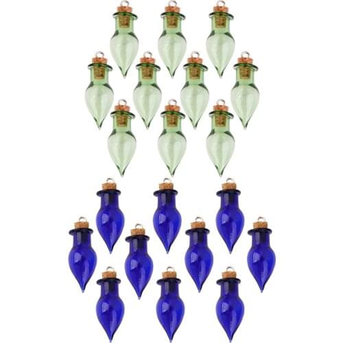 20pcs Mini Teardrop Glass Bottles Favors Souvenir Charms For Jewelry Making