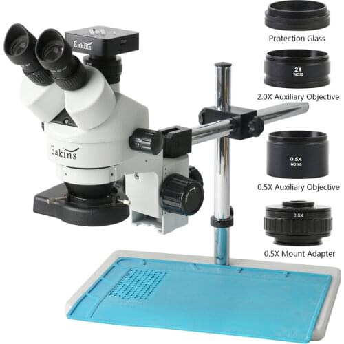 Simul Focal 7X~90X Continuous Zoom Trinocular Stereo Microscope +HDMI/VGA Microscope Camera+144LED Light+ 8' Monitor + Holder