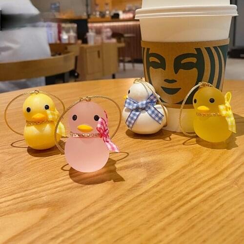 New Keychain Cartoon Acrylic Cute Duckling Charm Keychain Cute CrystalPink Keychain Accessories Ladies Friends Gift Bag Keychain