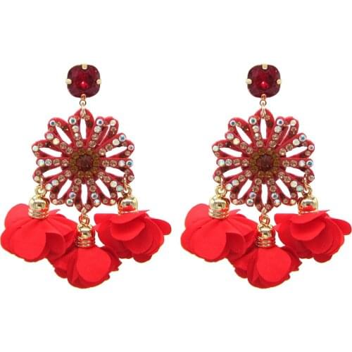 New Bohemian Rhinestone Earrings Luxury Party Flower Earrings Drop for Women Clothing Accessories Fashion Jewelry Oorbellen