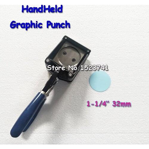NEW Hand Held Manual Round 32mm 1-1/4" Paper Graphic Punch Die Cutter for Pro Button Maker
