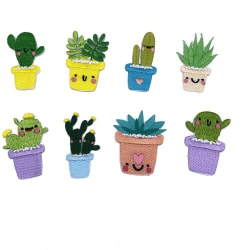 Embroidery sequined Flowerpot Patches Iron On Clothing bags For DIY Craft