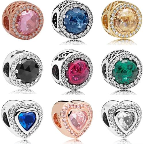 Authentic S925 Beads Radiant Hearts Rose Black Magic Queen Sparkling Love Charms for Women Bracelets Bangles