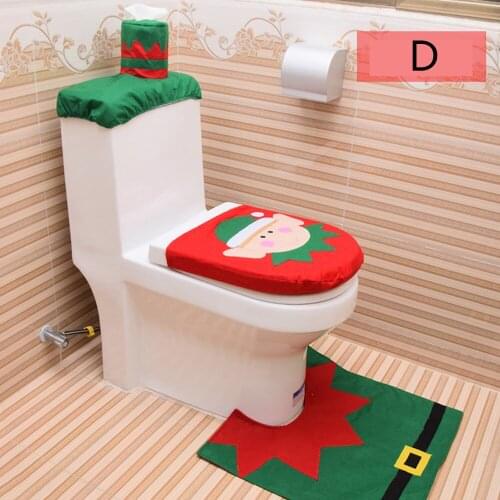 XMAS Decorations for Home Bathroom Toilet Seat Cove ,Santa Claus elk snowman Elf Carpet Paper Rug Christmas Ornaments Gifts