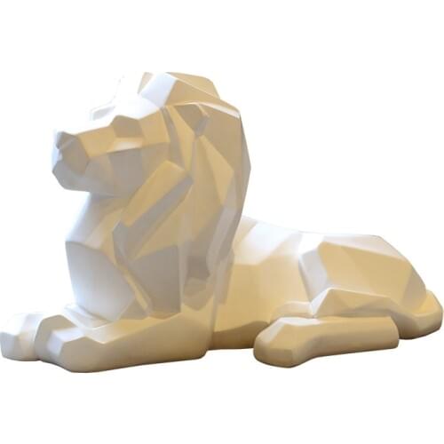 Modern Abstract Lion Resin Sculpture Geometric Nordic lion Faith Animal Statue Crafts Wildlife Art Decor Ornament Decoration