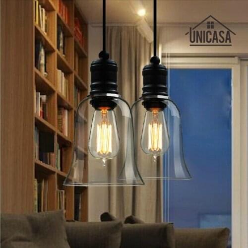 Modern Clear Glass Pendant Lights Vintage Industrial Mini LED Lighting Kitchen Island Bar Office Antique Pendant Ceiling Lamp