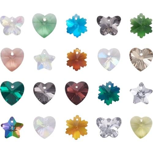 72pcs/box Glass Pendants Faceted Charms for Earring Bracelet Necklace Chain Jewelry Making DIY Accessories Mixed Color