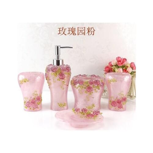 Wedding Decoration Resin Bathroom Set of Five Pieces Bathroom Accessories Wash Set Bathroom Kit