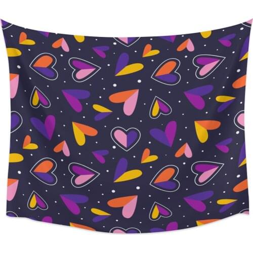 Heart Shaped Wave Dots Multicolor Wall Tapestry Home Wall Decor Tapestry Bedroom Tapestry Wall Hanging Picnic Mat Yoga Mat