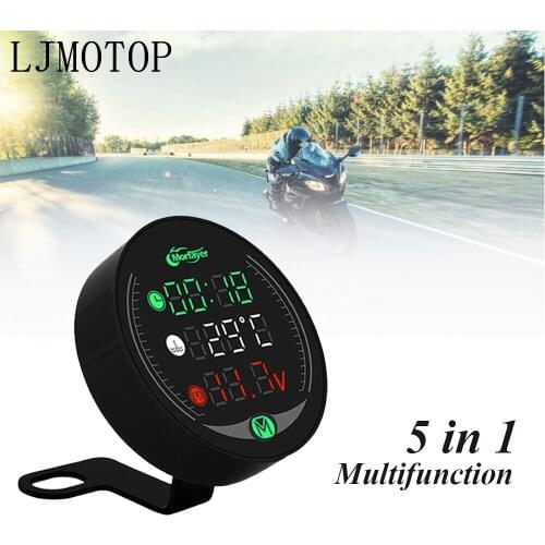 5-in-1 Motorcycle Meter Time Water Temperature Voltmeter USB Display Table For Suzuki GSXR 1000 1100 400 DL1000 GSX1100F Katana