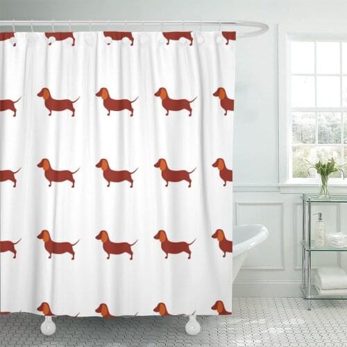 Wiener Cute Dachshound Dogs Small Puppies Dash Hound Sausage Shower Curtain Polyester 60 x 72 inches Set with Hooks