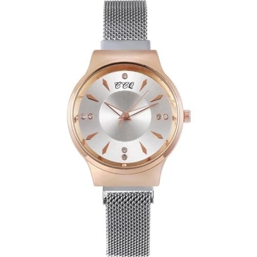 Ladies Stainless Steel Mesh Belt Watches Magnetic Buckle Exquisite Rhinestone Watch Women Quartz Dress Bracelet Wristwatch