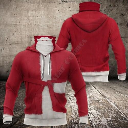 Santa Claus 3D Printed Hoodies Fashion Sweatshirt Women Men Casual Pullover Hoodie Mask Warm Cosplay Costumes 05