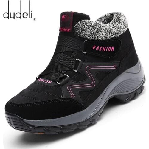 Winter Womens Ankle Boots Snow Women Warm Thick Plush Snow Boots Waterproof Female Wedge Suede Boots Non-Slip Lady Casual Shoes