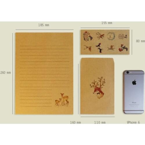 1set Chinese style painted flower deer series stationery Retro kraft style beauty painted cartouche stationery