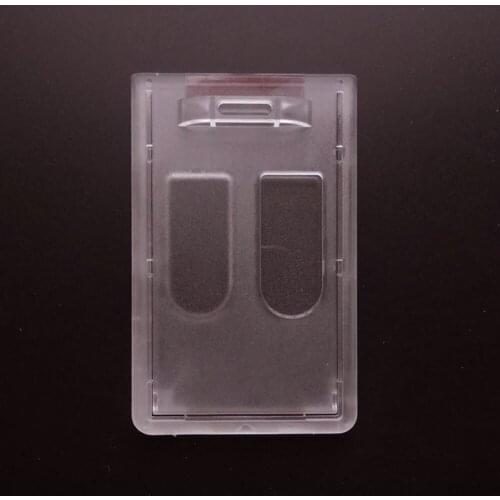 1PC Vertical Hard Plastic ID Badge Holder Double Card Cover Pocket Bus Card PC Matte Transparent Bank Credit Card Holder new