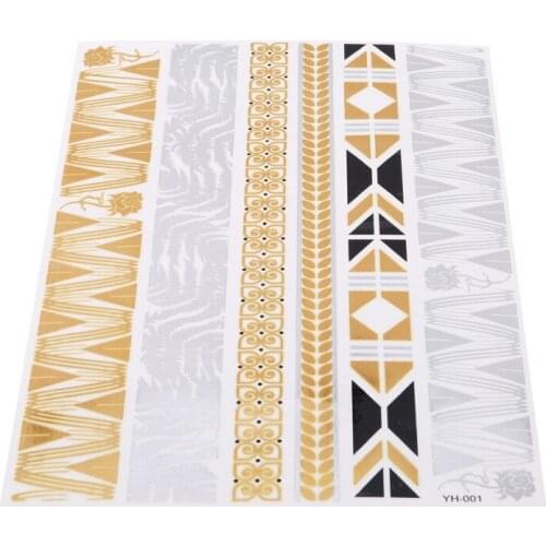 1PC Temporary Tattoo Sticker Fake Tattoo Gold Waterproof Egypt Style Striped Wings Image Temporary Tatoo For Girl Women