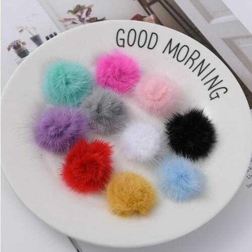 10pc 3cm Diy Pompon Imitation Mink Fur Balls Pompoms for Ring Keychain Shoes Hats Fluffy Pom Pom Diy Crafts Accessories Material