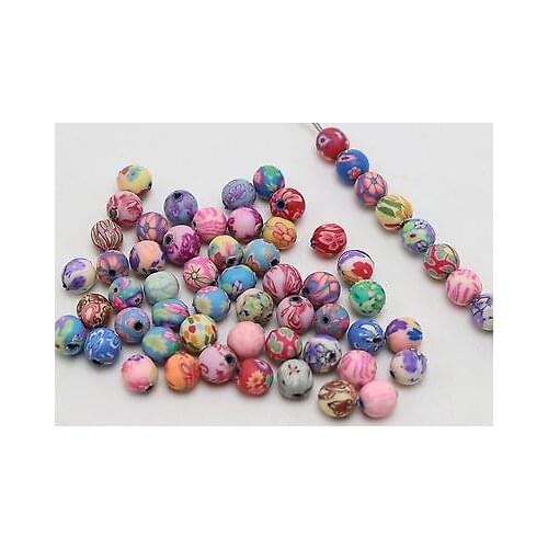 100 Mixed Colour Polymer Clay Round Beads 6mm(1/4") Spacer Jewelry Finding