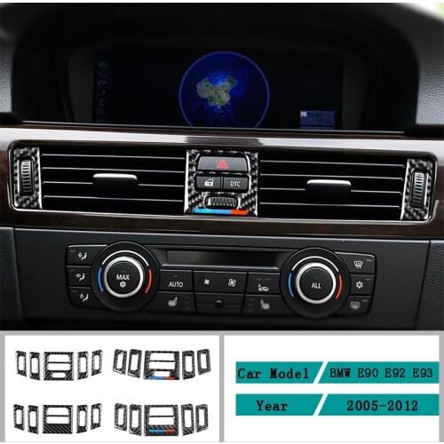 Carbon Fiber Car Accessories Interior Air Conditioning Outlet Panel Decoration Cover Trim Stickers For BMW E90 E92 E93 2005-2012