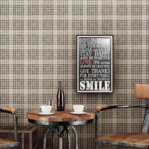 British plaid brown wallpaper modern living room restaurant clothing store cloakroom bedroom TV table retro non-woven fabric