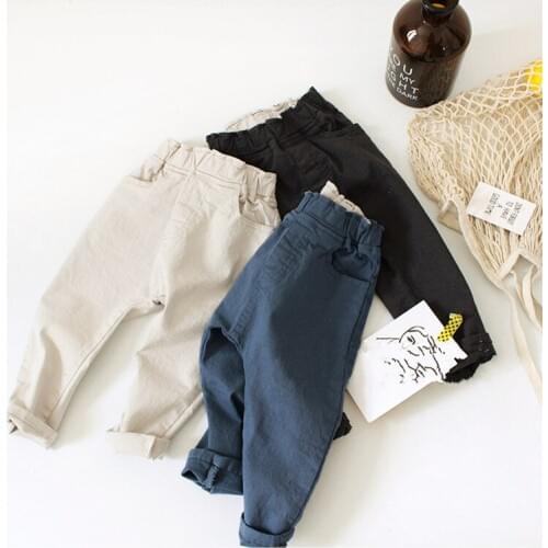 Unisex Baby Pants Casual Korean Autumn Trousers for Boys Toddler Girls Pants Elastic Waist Solid Children Pants 2 3 4 5 6 Years
