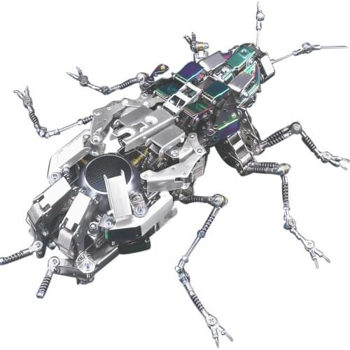 Finished ) Metal Mecha Assembled Cockroach Model Handmade Crafts With Bluetooth Speaker Model Kits For Kids Birthday Gifts