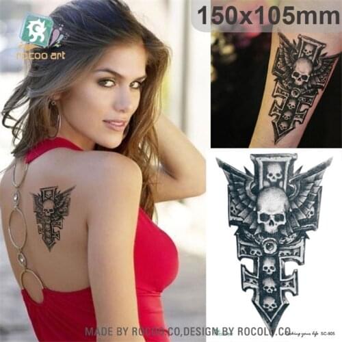Individuality waterproof temporary tattoos paper for men Skull Mechanical wing large arm tattoo sticker Free Shipping SC2905
