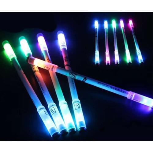 Cool Rotating LED Flash Gel Pen with Light Students Fashion 0.5mm Gaming Spinning Pen Ballpoint with Battery Kids Christmas Gift