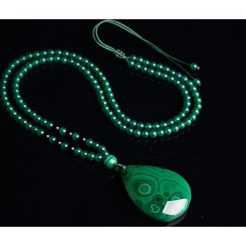Hot selling natural hand-carve Green Jade Malachite Necklace Pendant fashion Jewelry Men Women Luck Gifts