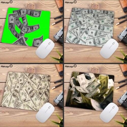 Mairuige Big Promotion Dollar Bills Money Anti-Slip Durable Computermats Small Gaming Mouse Pad 22X18CM Mouse Mat Keyboard Pad