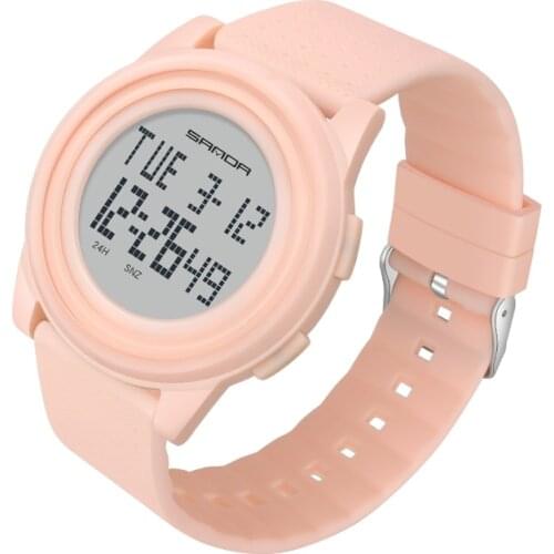 Fashion Women LED Display Watches Ladies Pink Electronic Digital Waterproof Outdoor Sport Wrist Watch Calendar Alarm Shockproof